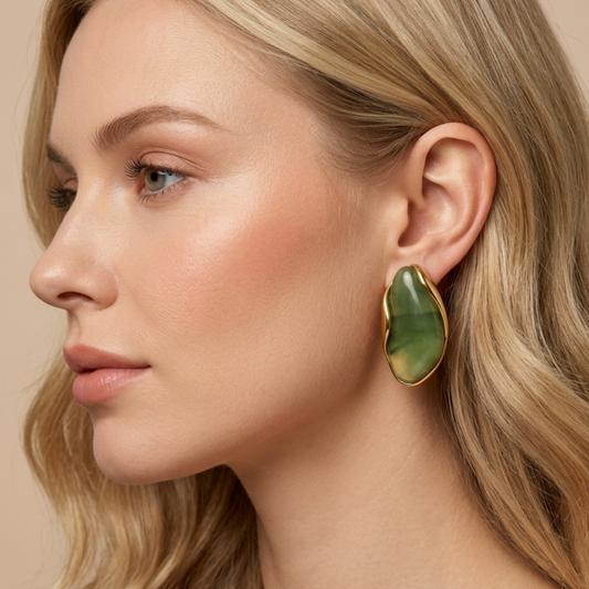 Green Teardrop Stud Earrings – Zariva