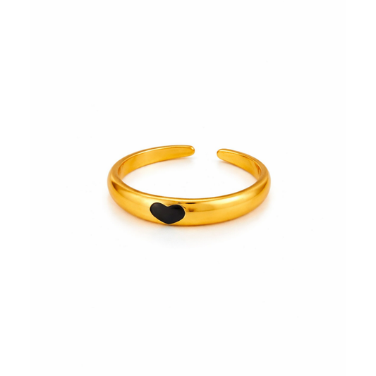Noir Minimal Black Heart Ring – Zariva