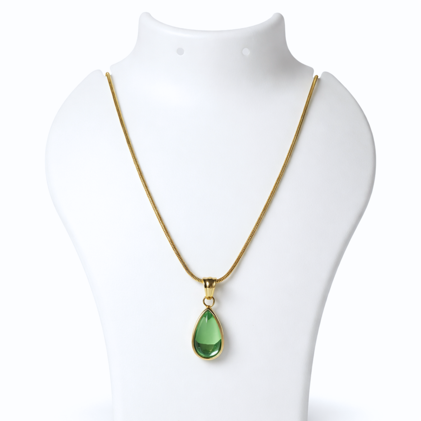 Elara Teardrop Green Crystal Necklace– Zariva