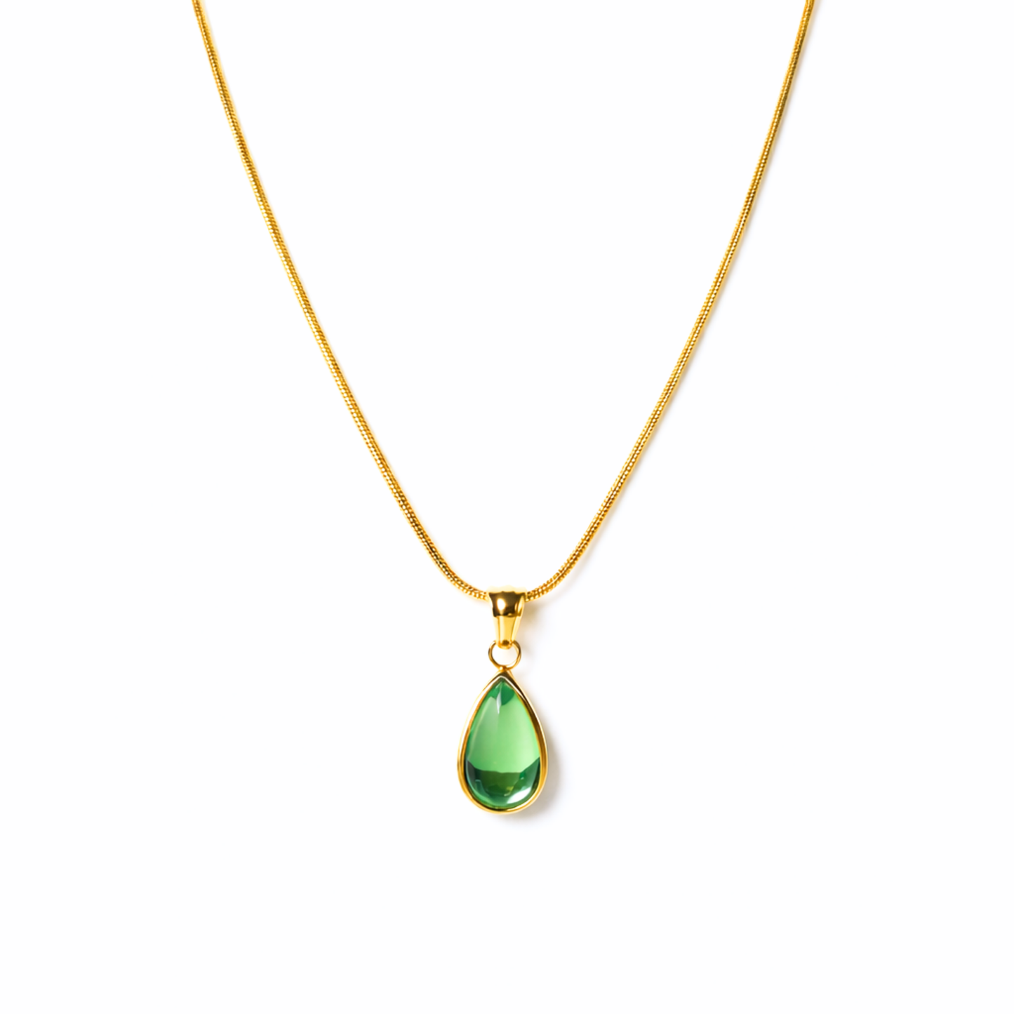 Elara Teardrop Green Crystal Necklace– Zariva
