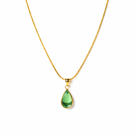 Elara Teardrop Green Crystal Necklace– Zariva