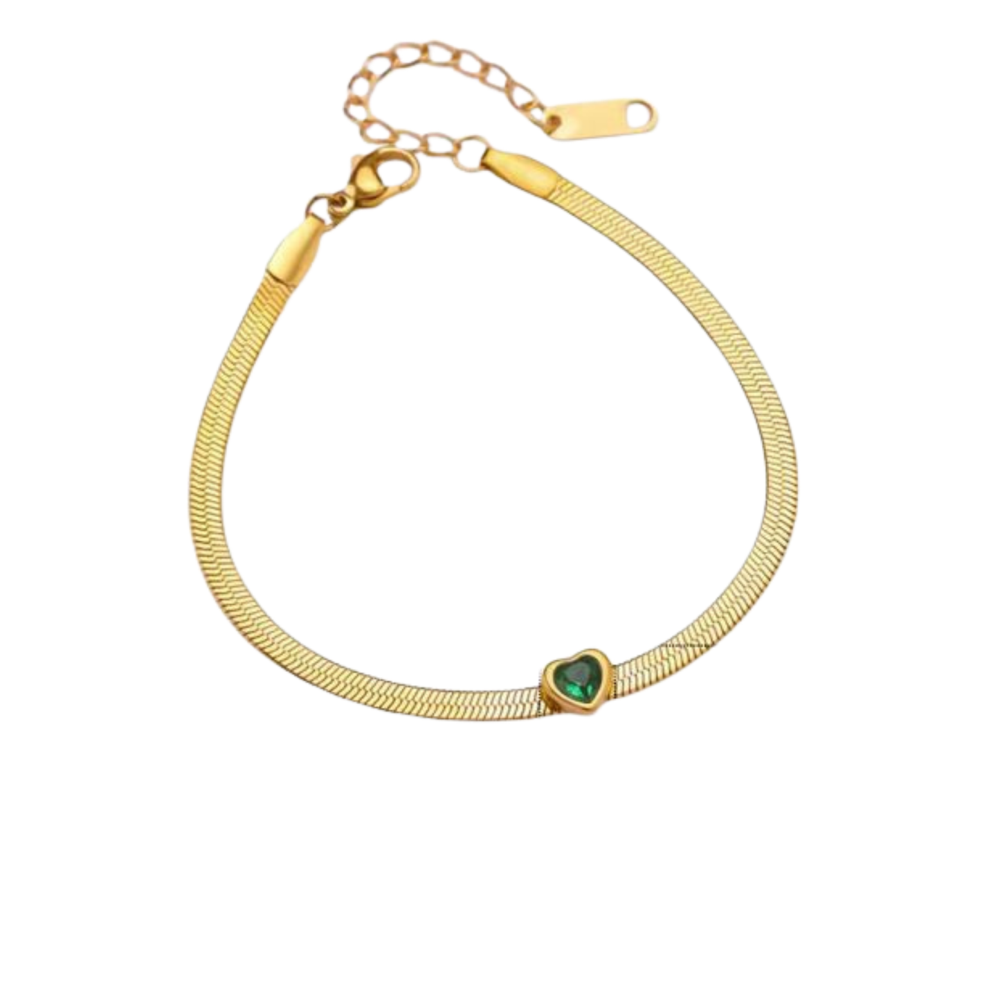 Ruby Green Zircon Heart Snake Chain Bracelet– Zariva