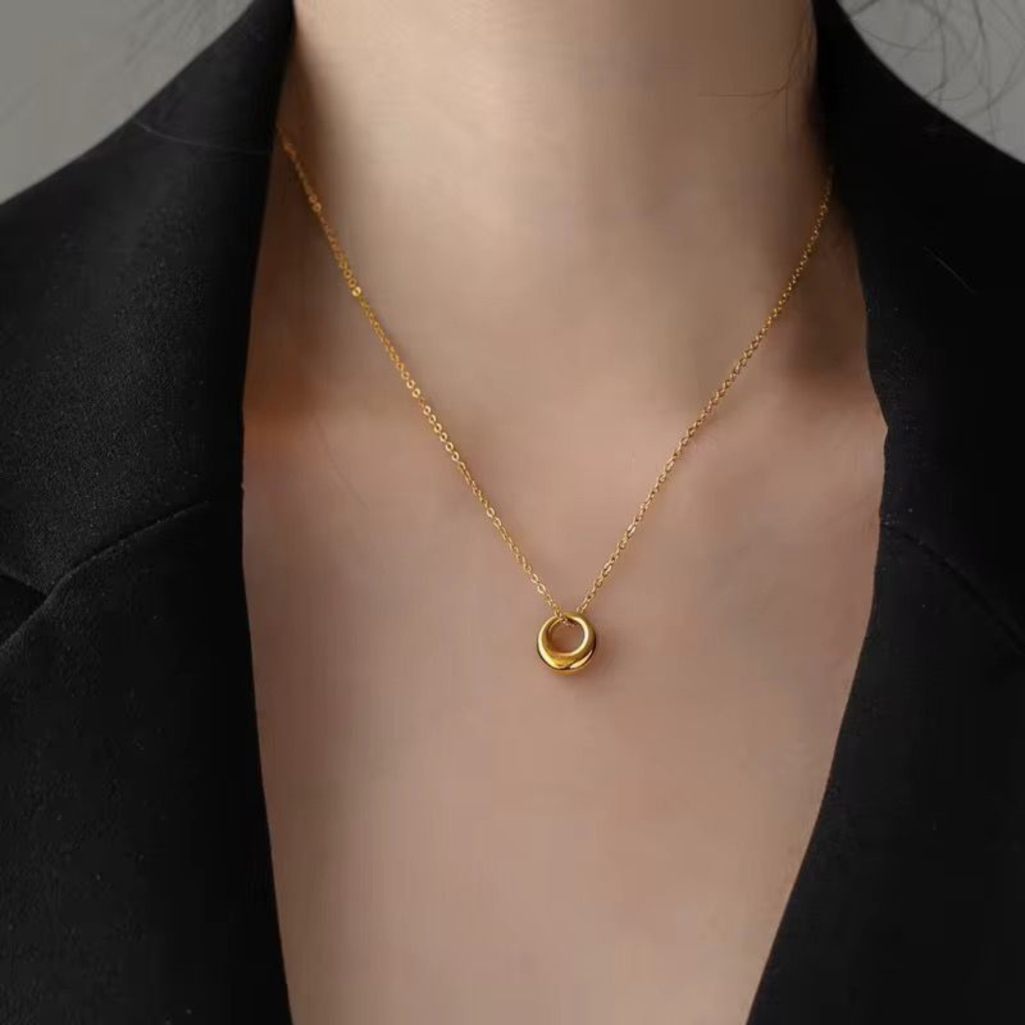 Aurelia Orbit Gold Pendant Necklace front view for women