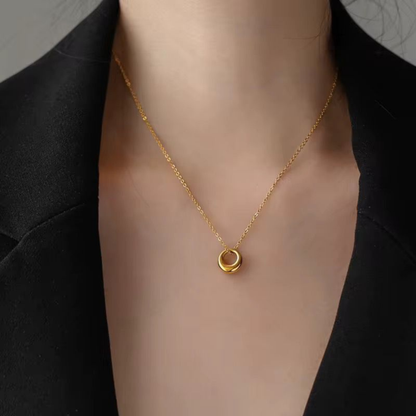 Aurelia Orbit Gold Pendant Necklace front view for women