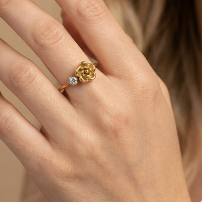 Golden Zircon Rose Ring– Zariva