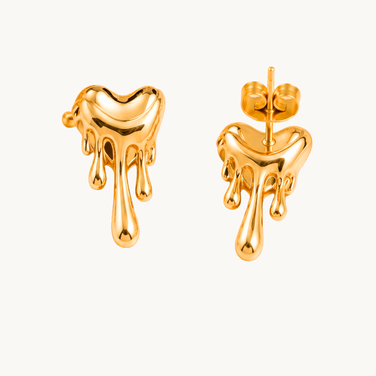 Aurelia Melt Luxe Drop Earrings by Zariva crafted from SS316L stainless steel with 18K Gold PVD finish, anti-tarnish molten gold earrings for women designed for parties, gifting and everyday luxury.