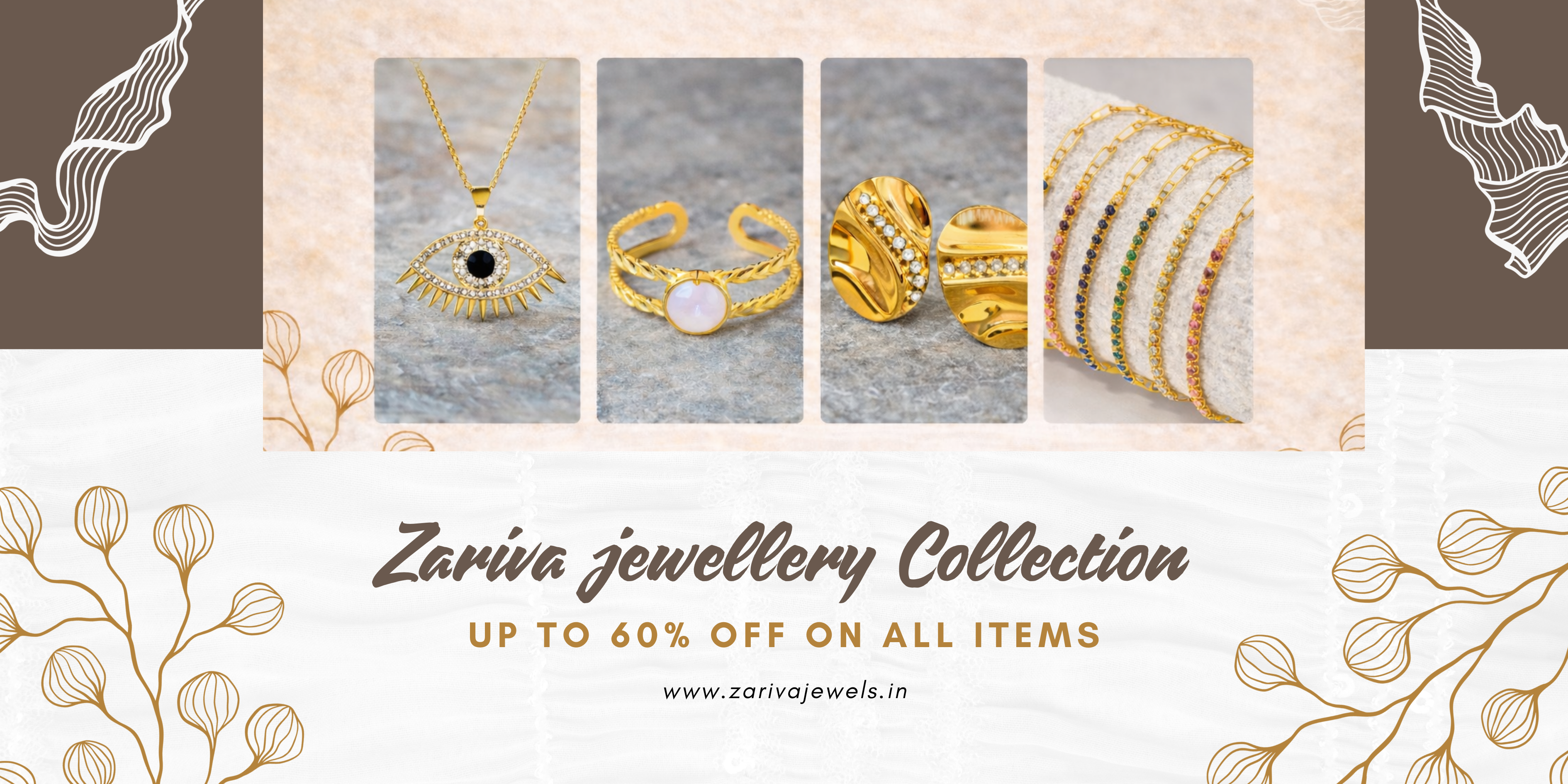 ZARIVA jewellery collection showcasing premium rings, necklaces, statement jewellery and colourful bracelets crafted for everyday luxury styling.