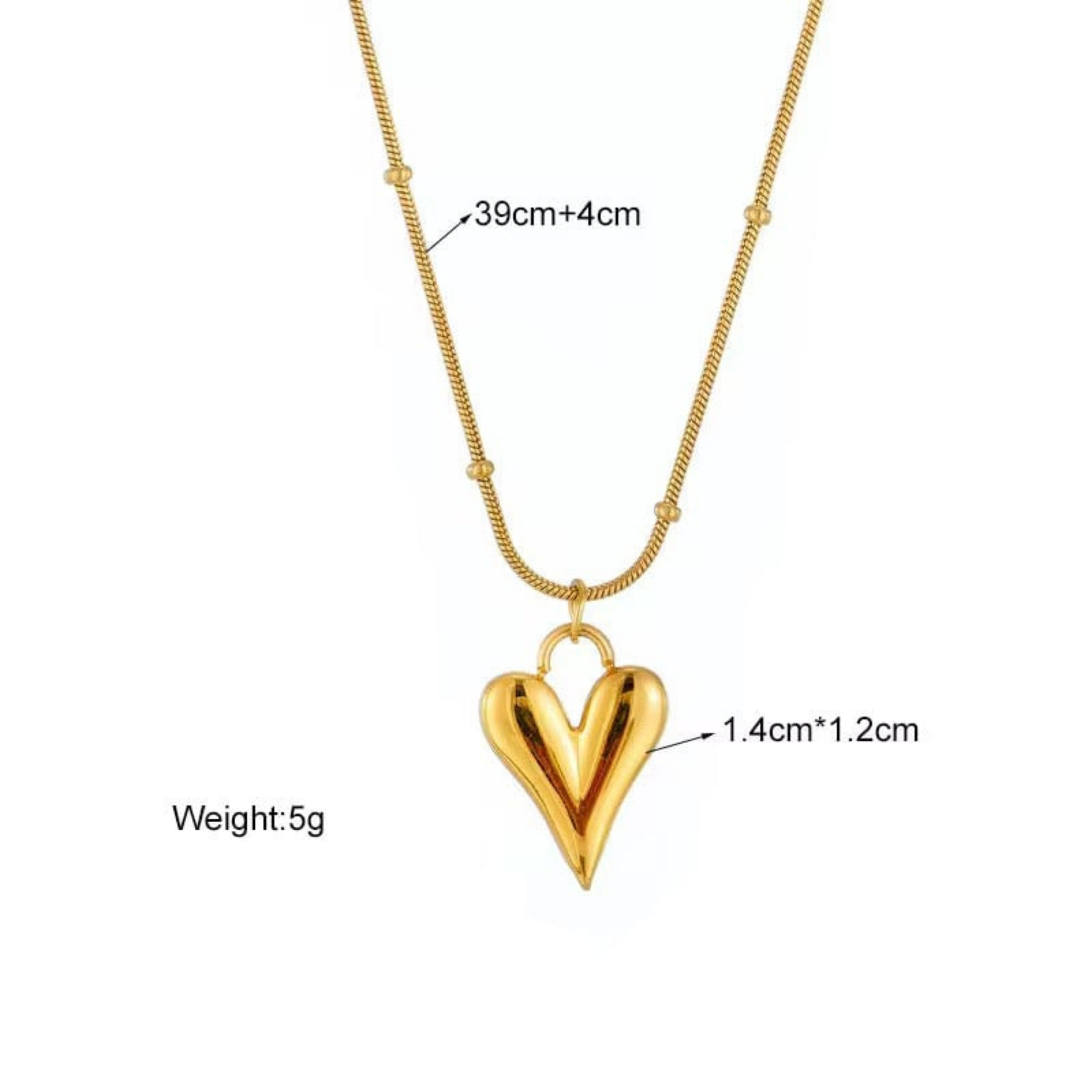 Zariva Luminous Heart Pendant Necklace in 18K Gold PVD plated SS316L stainless steel with a minimalist open heart design. Anti-tarnish, water-resistant, hypoallergenic everyday luxury jewellery for women.