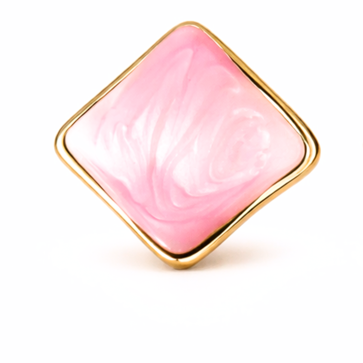 Mira Wavy Square Pink Stud Earrings detailed texture closeup