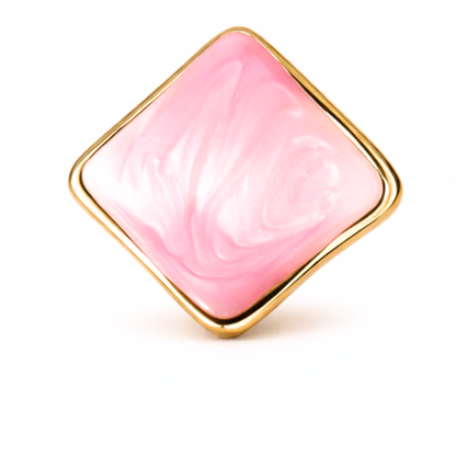 Mira Wavy Square Pink Stud Earrings detailed texture closeup