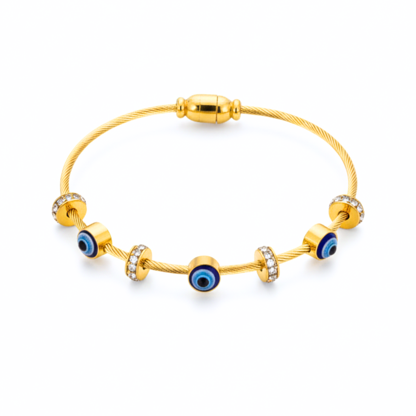 Nazar Evil Eye Gold Bracelet front view for women