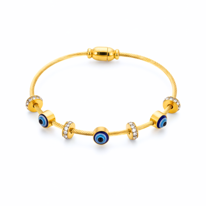 Nazar Evil Eye Gold Bracelet front view for women