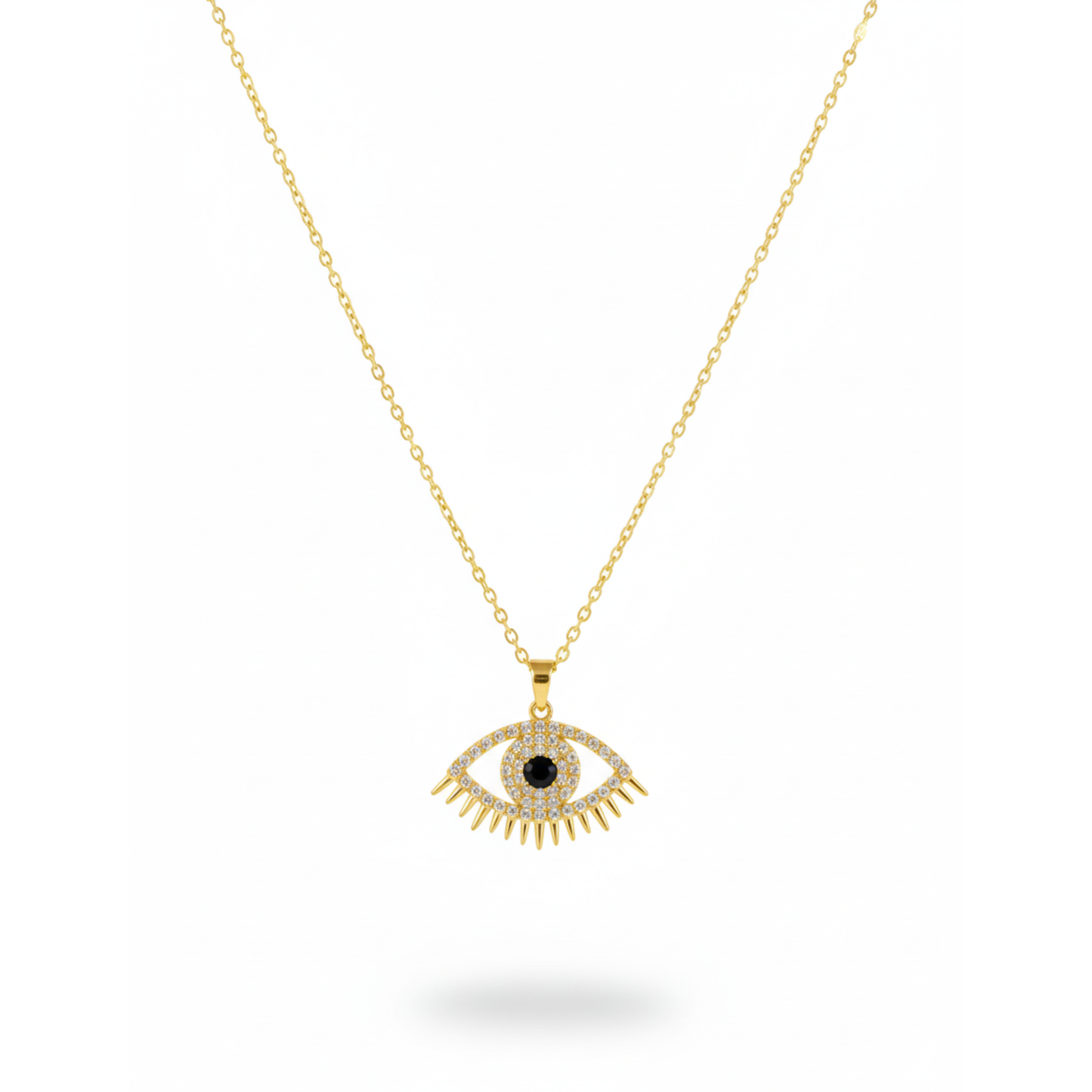 Nazar Evil Eye Zircon Gold Necklace front view for women